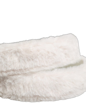 Dolce & Gabbana White Fleece Silver DG Logo Metal Buckle Belt