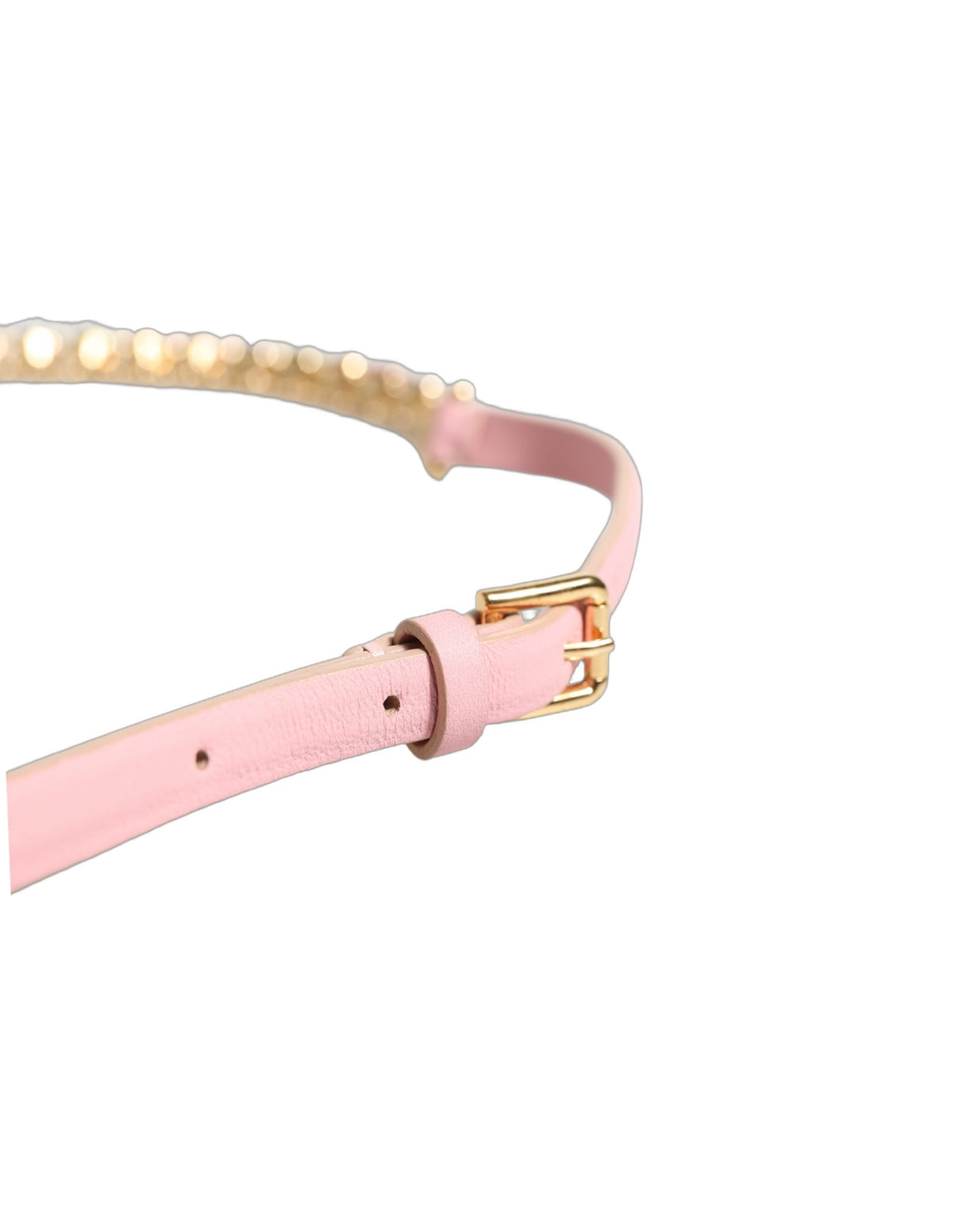 Dolce & Gabbana Pink Leather Crystal Chain Embellished Belt