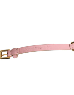 Dolce & Gabbana Pink Leather Crystal Chain Embellished Belt