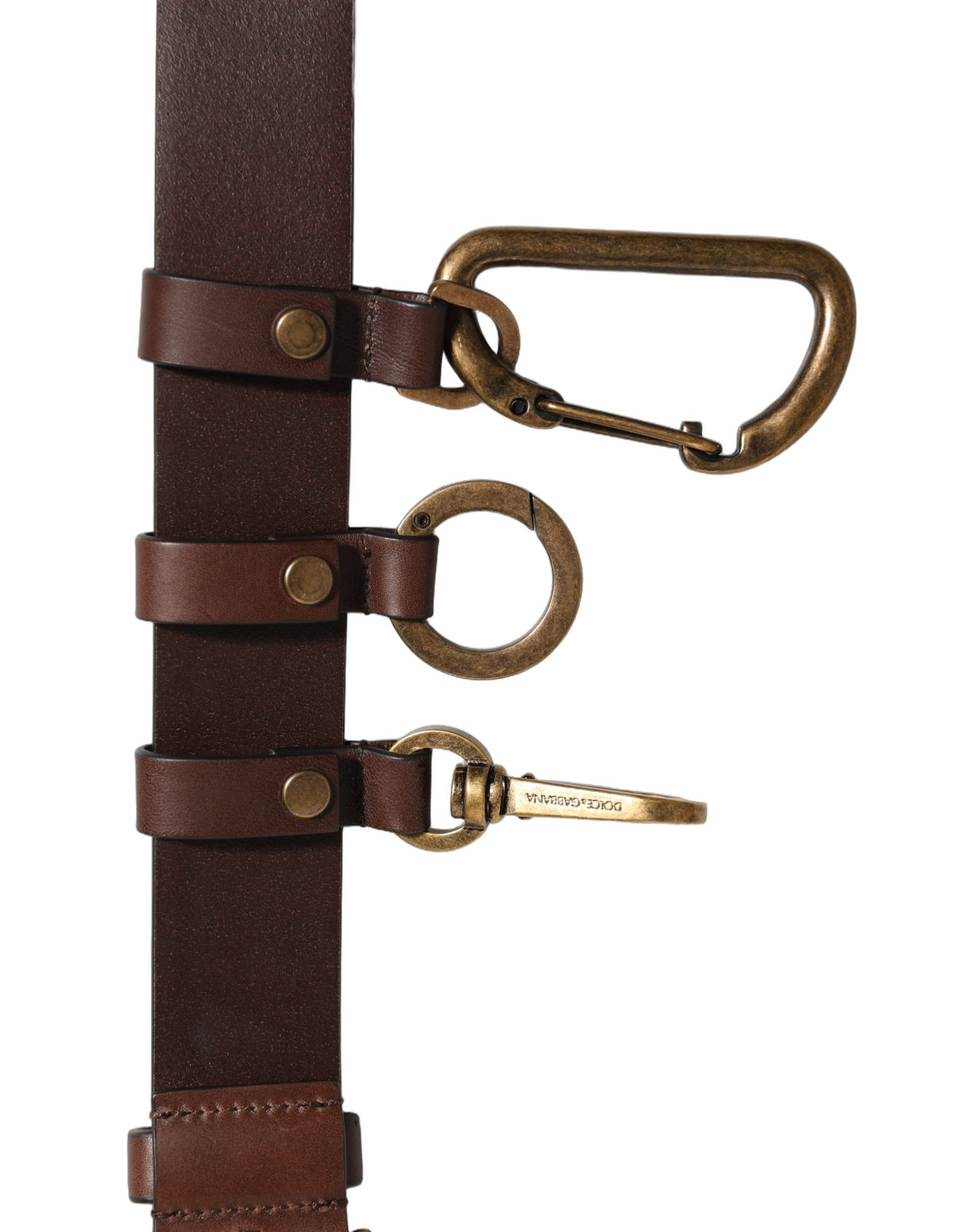 Dolce & Gabbana Brown Calfskin Leather Gold Metal Buckle Belt