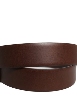 Dolce & Gabbana Brown Calfskin Leather Gold Metal Buckle Belt