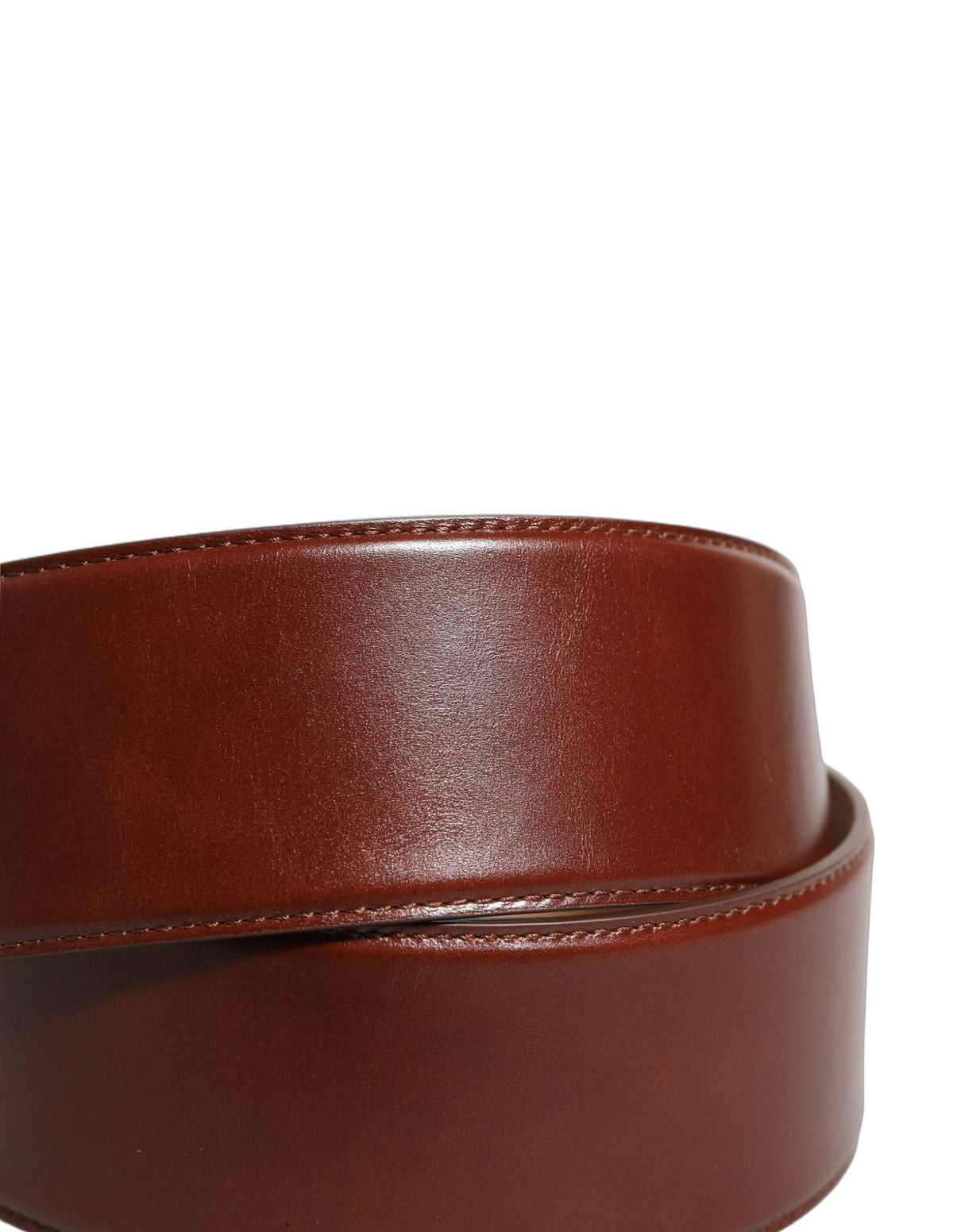 Dolce & Gabbana Brown Calfskin Leather Gold Metal Buckle Belt