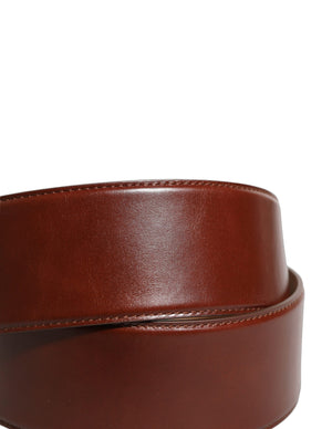 Dolce & Gabbana Brown Calfskin Leather Gold Metal Buckle Belt