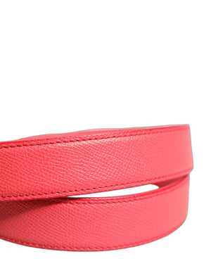 Dolce & Gabbana Pink Lambskin Leather Silver Metal Buckle Belt