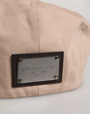 Dolce & Gabbana Men Beige Cotton Newsboy Cloth Capello Hat