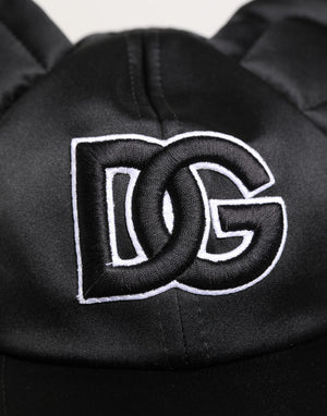 Dolce & Gabbana Men Black Velvet Animal Ears Baseball Cap Hat