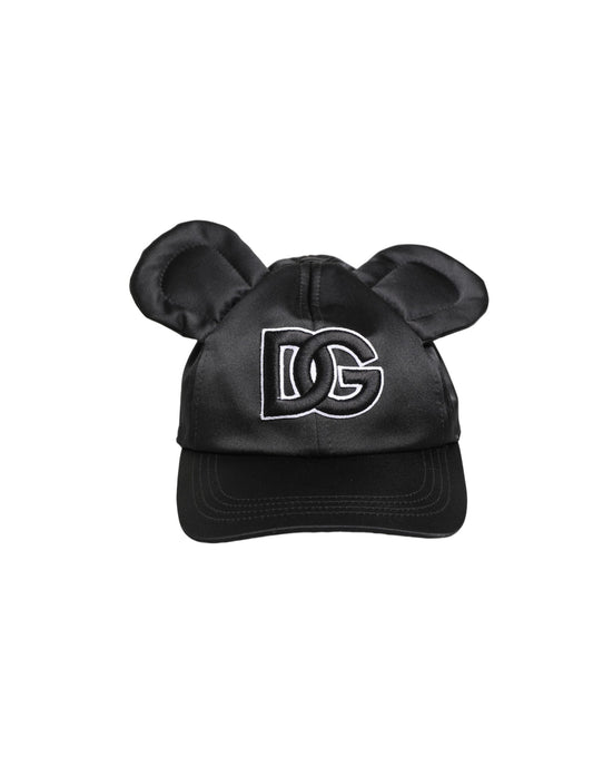 Dolce & Gabbana Men Black Velvet Animal Ears Baseball Cap Hat