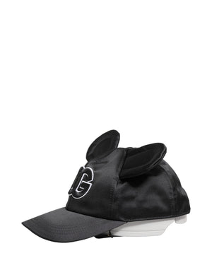 Dolce & Gabbana Men Black Velvet Animal Ears Baseball Cap Hat