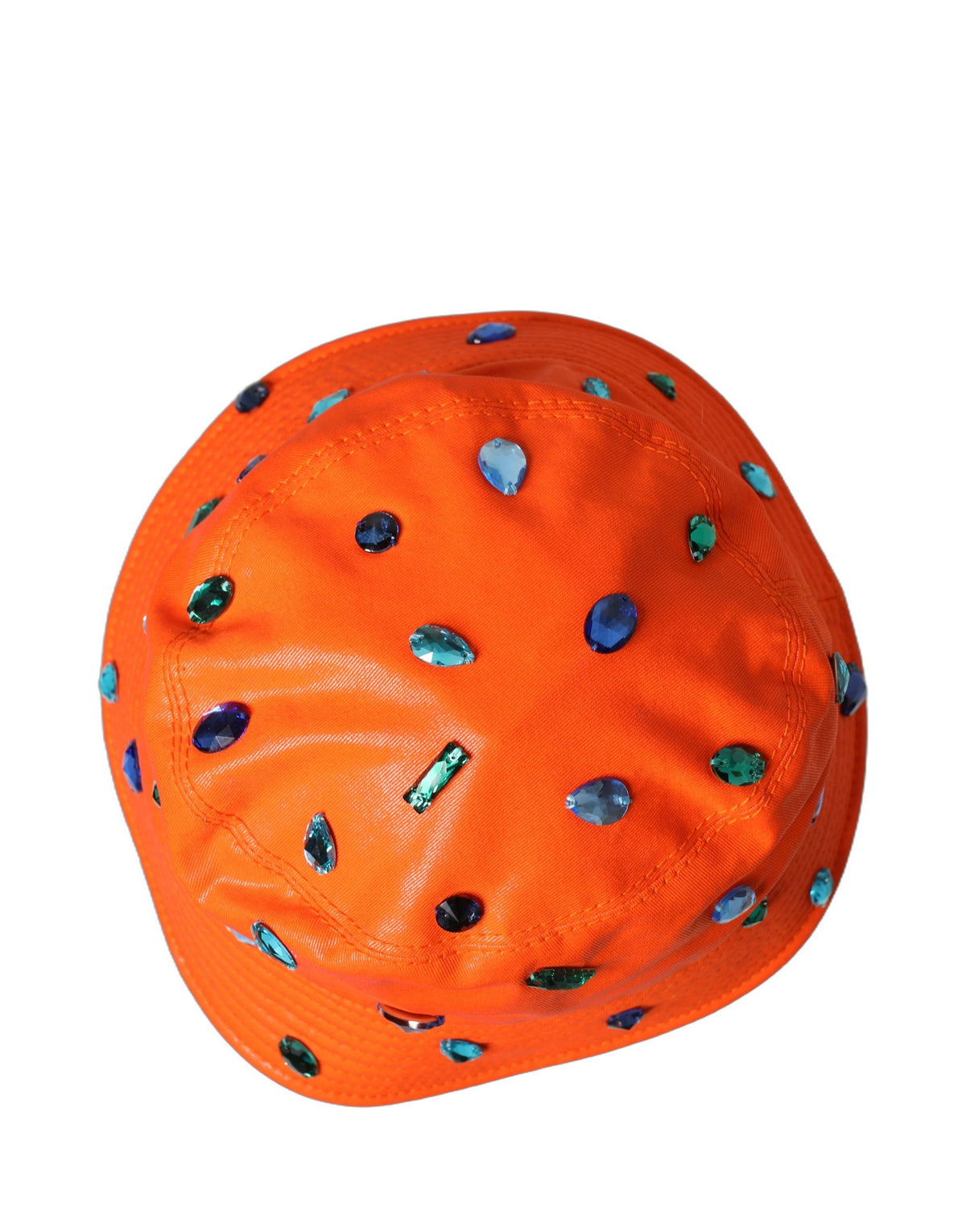 Dolce & Gabbana Orange Crystal Embellished Bucket Fisherman Cap Hat