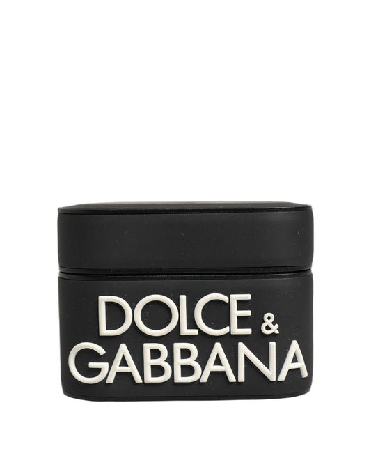 Dolce & Gabbana Case Black PVC Embossed Logo Flip Holder Women Airpods