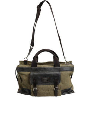 Dolce & Gabbana Military Green Two Tone Tote Duffel Shoulder Borse Bag