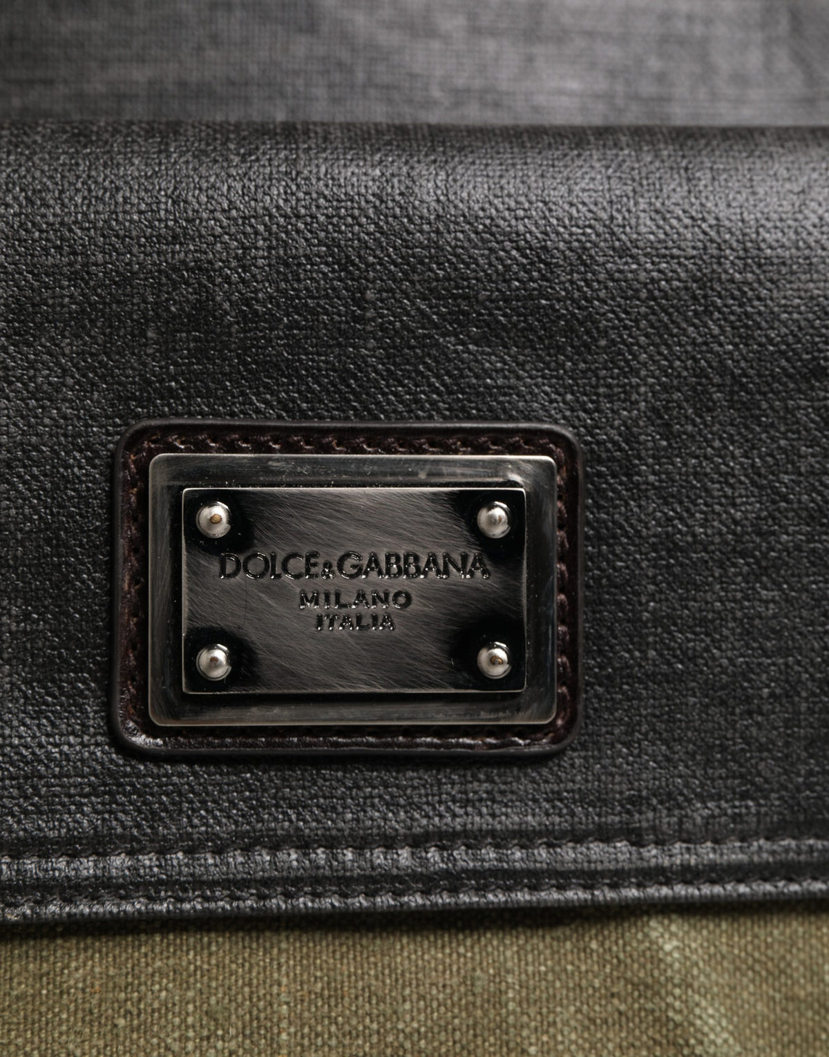 Dolce & Gabbana Military Green Two Tone Tote Duffel Shoulder Borse Bag