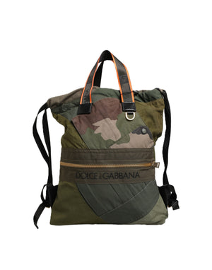 Dolce & Gabbana Military Green Patchwork Rucksack Backpack Borse Men Bag