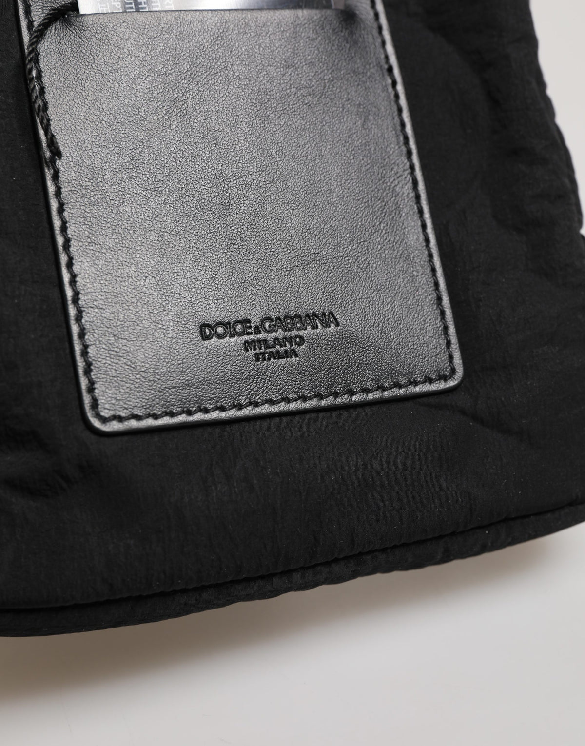 Dolce & Gabbana Black Nylon Rubberized Logo Print Crossbody Borse Bag