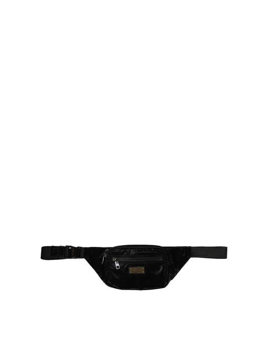 Dolce & Gabbana Black Nylon Brass Plate Bumbag Waist Fanny Pack Men Bag