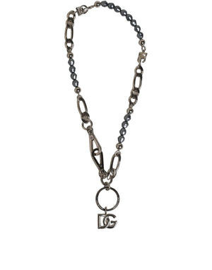 Dolce & Gabbana Silver Tone Chain Signature DG Logo Pendant Necklace