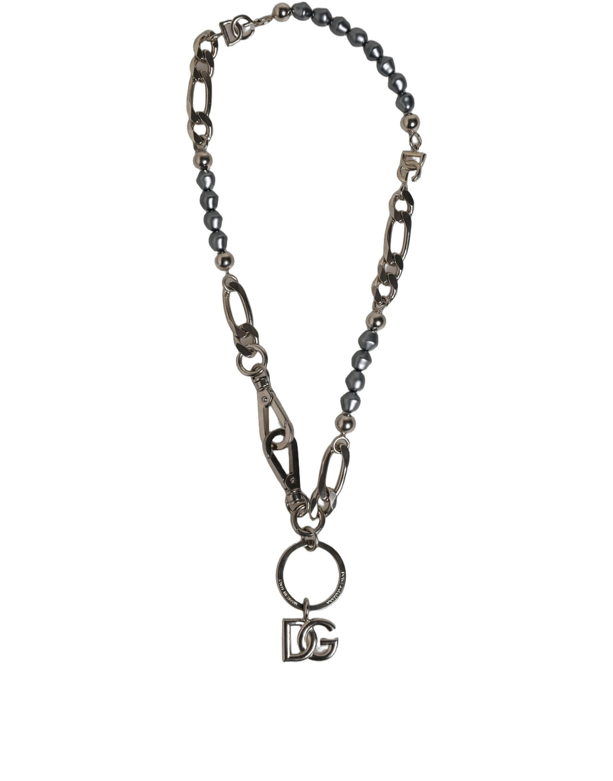 Dolce & Gabbana Silver Tone Chain Signature DG Logo Pendant Necklace