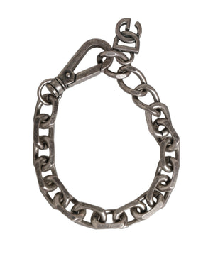 Dolce & Gabbana Silver Tone Heavy Chain Link Signature DG Logo Bracelet