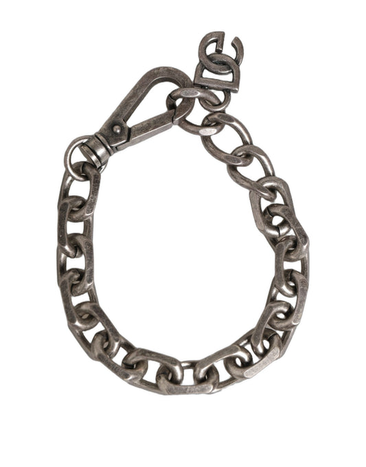 Dolce & Gabbana Silver Tone Heavy Chain Link Signature DG Logo Bracelet