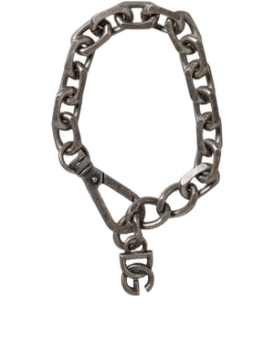 Dolce & Gabbana Silver Tone Heavy Chain Link Signature DG Logo Bracelet