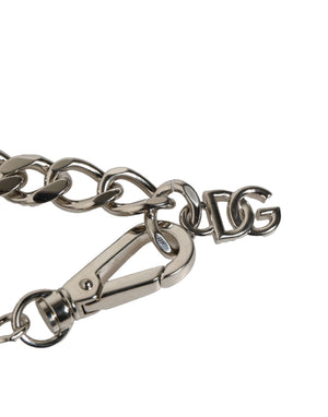 Dolce & Gabbana Silver Tone Brass Beaded Shell DG Logo Pendant Bracelet