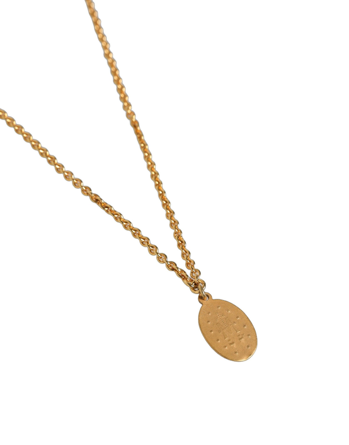 Dolce & Gabbana Gold Tone Brass Virgin Mary Medallion Pendant Necklace