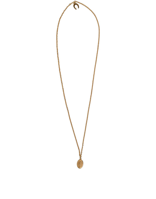 Dolce & Gabbana Gold Tone Brass Virgin Mary Medallion Pendant Necklace