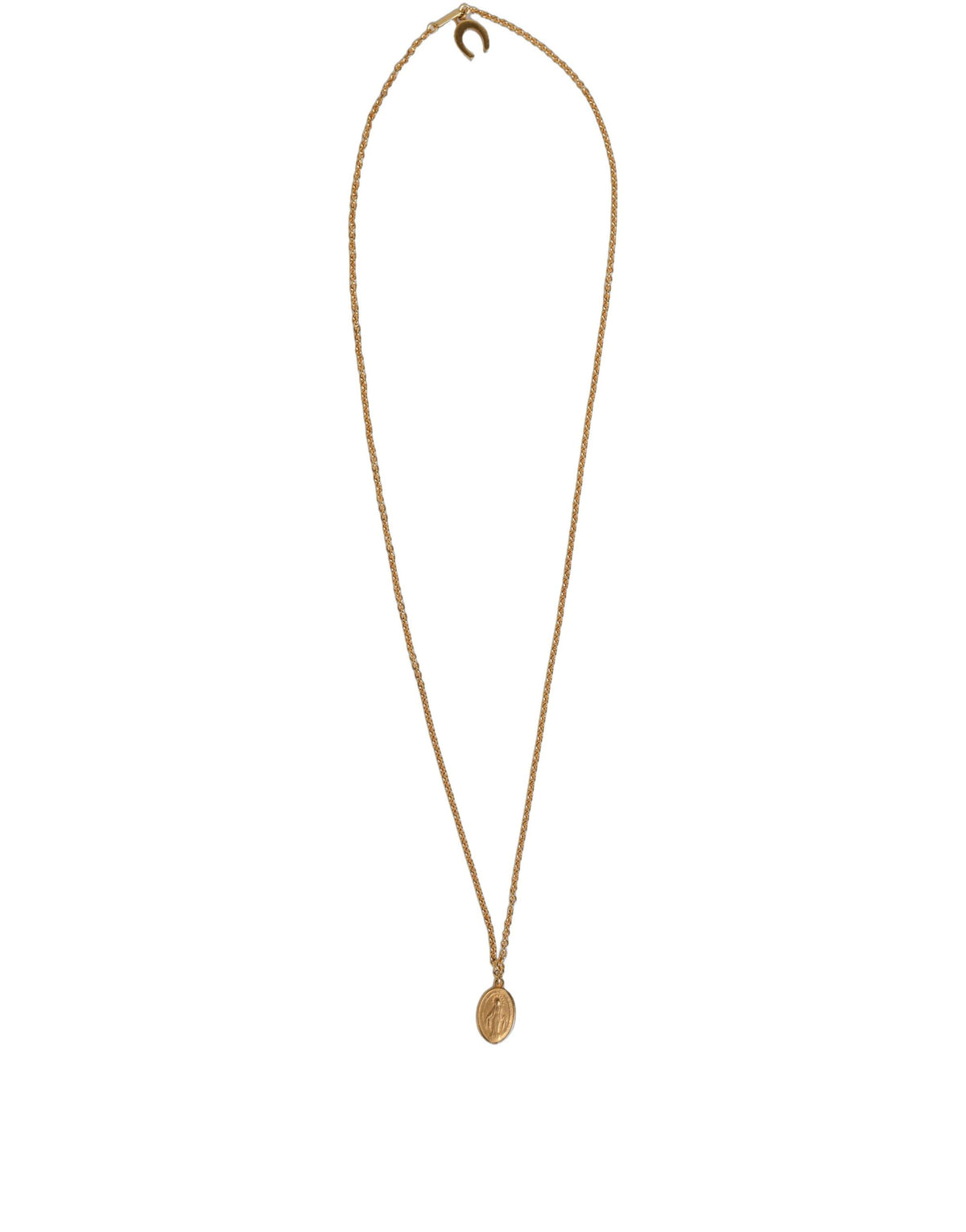 Dolce & Gabbana Gold Tone Brass Virgin Mary Medallion Pendant Necklace