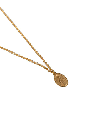 Dolce & Gabbana Gold Tone Brass Virgin Mary Medallion Pendant Necklace