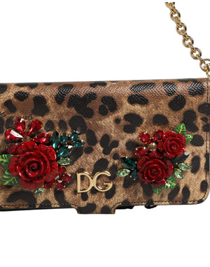 Dolce & Gabbana Flip Cover Brown Leopard Crystal iPhone X - XS Case