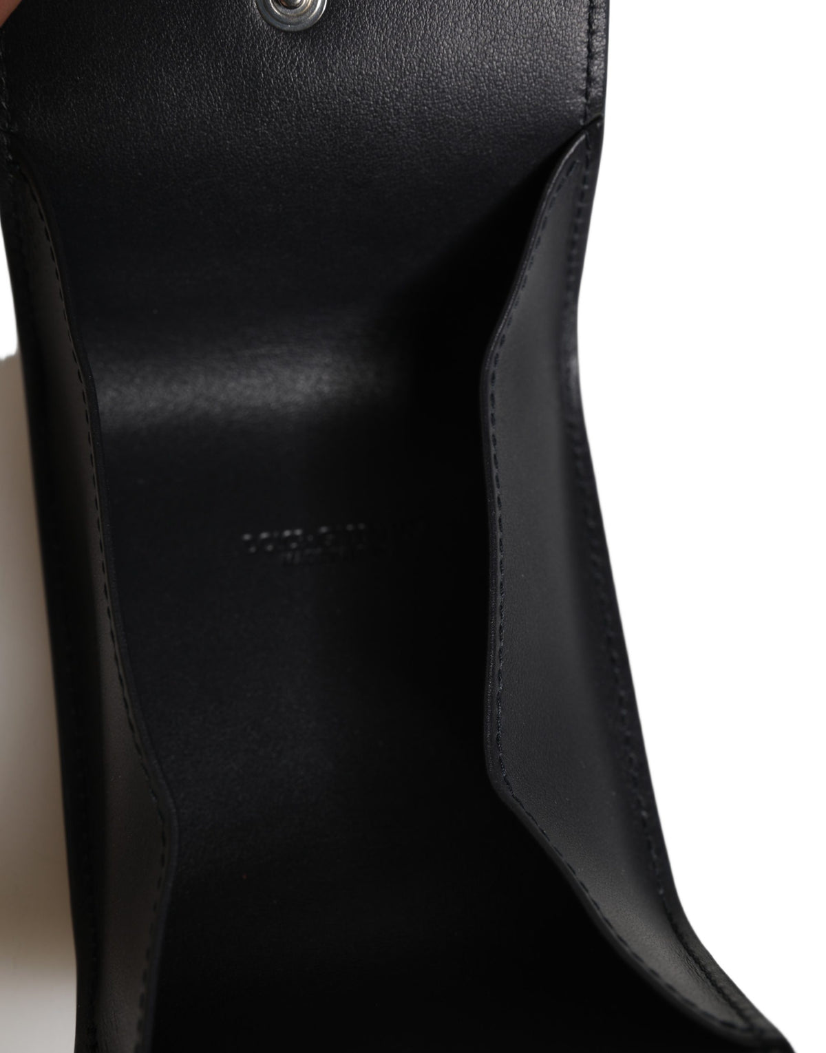 Dolce & Gabbana Black Calfskin Leather Logo Print Bifold CoinPurse Wallet