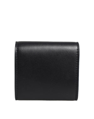 Dolce & Gabbana Black Calfskin Leather Logo Print Bifold CoinPurse Wallet