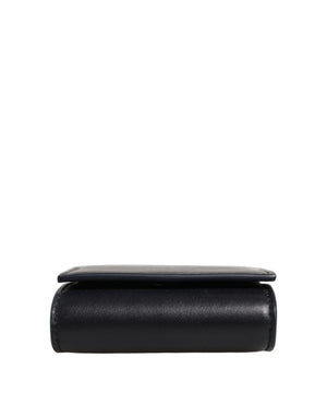 Dolce & Gabbana Black Calfskin Leather Logo Print Bifold CoinPurse Wallet