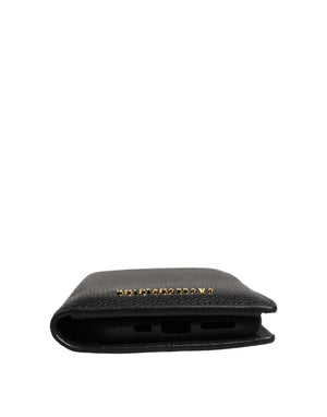 Dolce & Gabbana Case Flip Cover Black Calf Leather iPhone11 PRO Phone