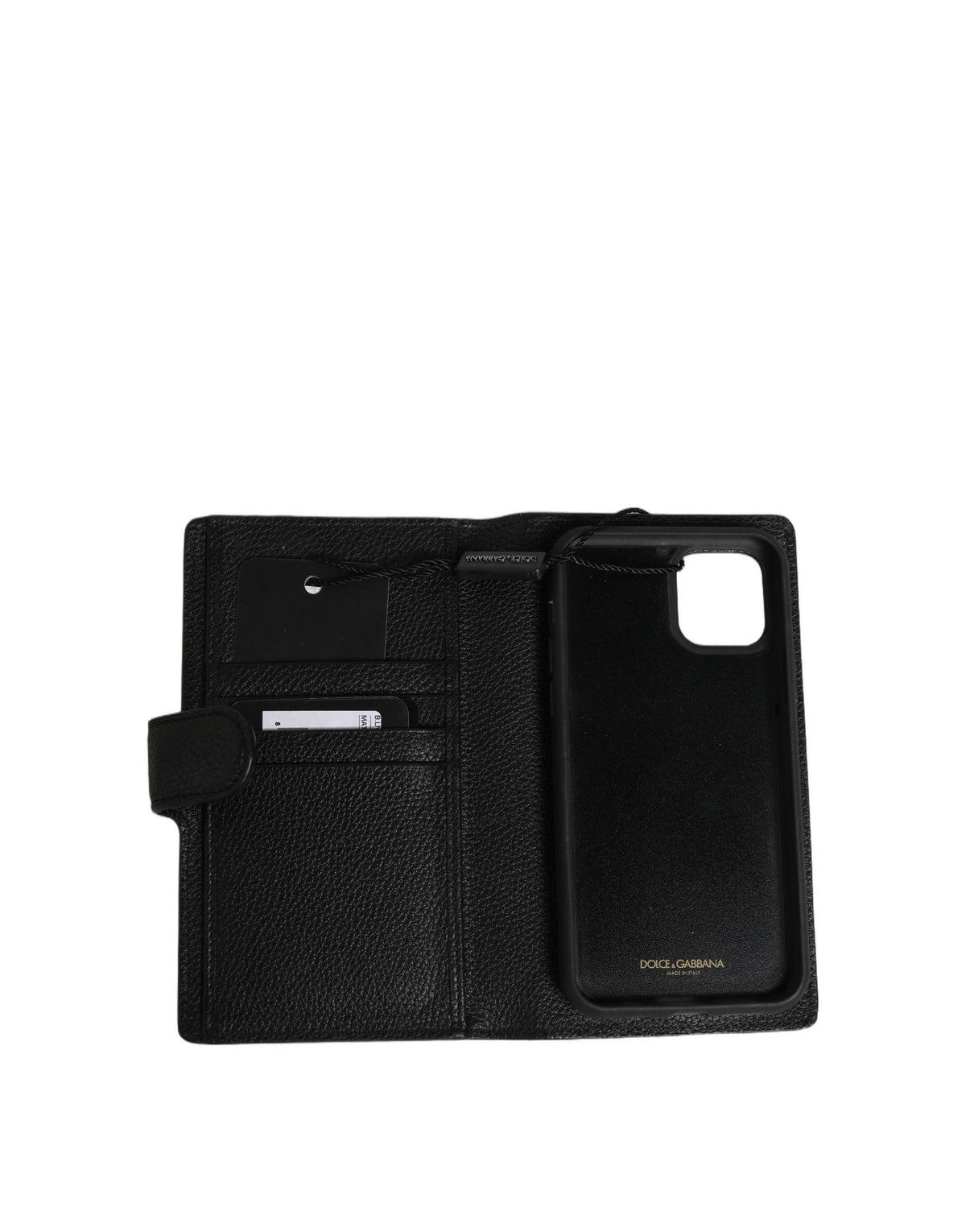 Dolce & Gabbana Case Flip Cover Black Calf Leather iPhone11 PRO Phone