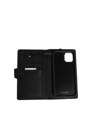 Dolce & Gabbana Case Flip Cover Black Calf Leather iPhone11 PRO Phone