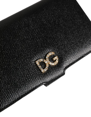 Dolce & Gabbana Case Flip Cover Black Calf Leather iPhone X - XS Phone