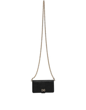 Dolce & Gabbana Case Flip Cover Black Calf Leather iPhone X - XS Phone