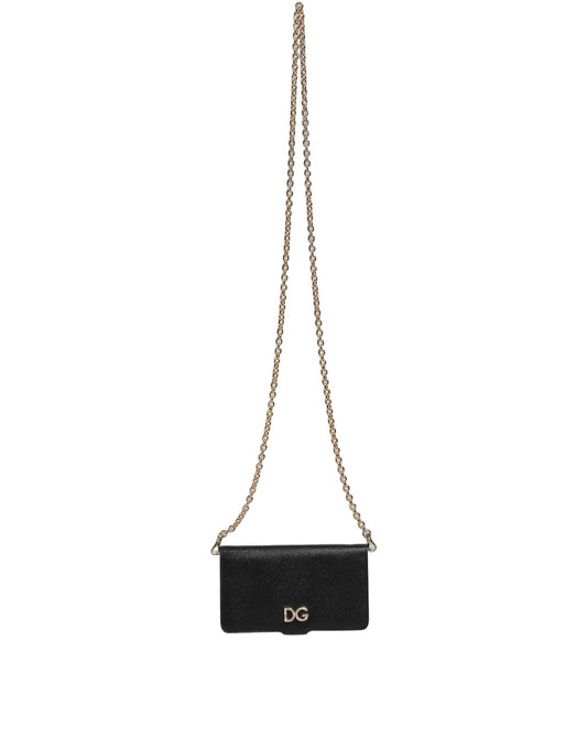 Dolce & Gabbana Case Flip Cover Black Calf Leather iPhone X - XS Phone