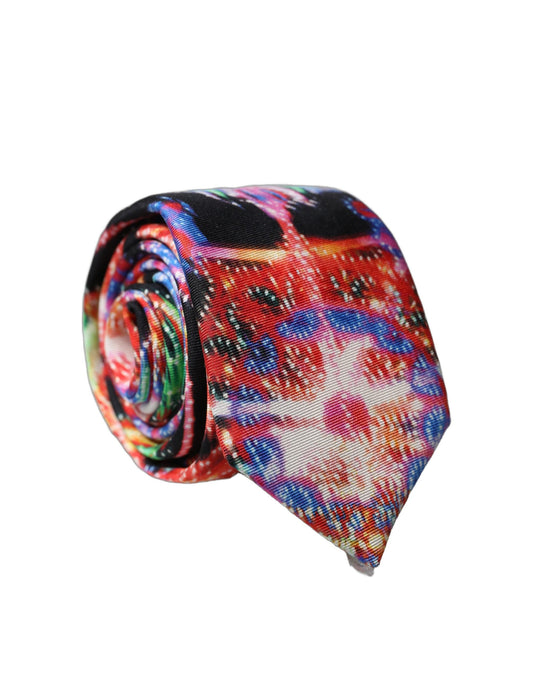 Dolce & Gabbana Multicolor Abstract Silk Adjustable Men Tied Necktie Tie