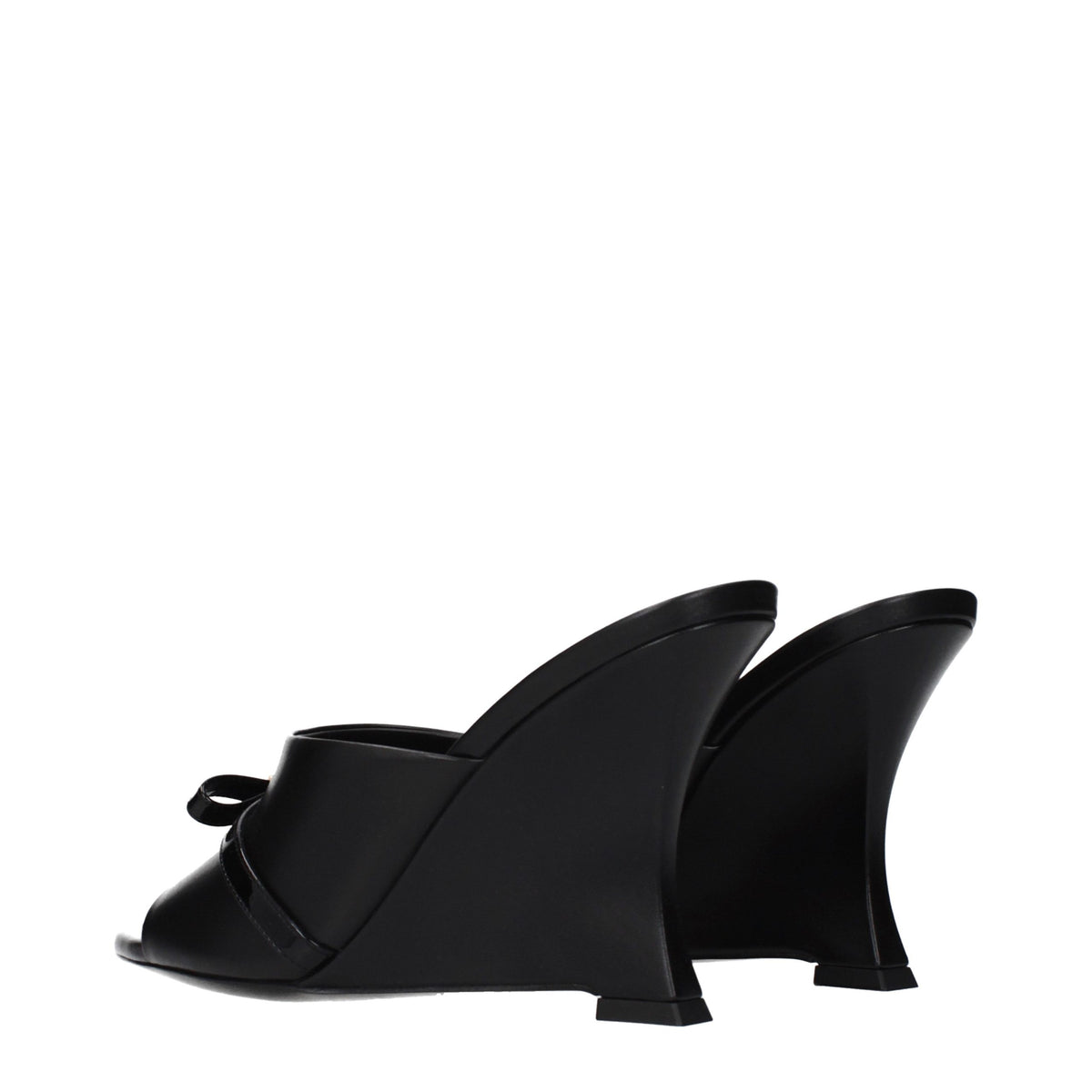 Versace Black Leather Wedge Sandals