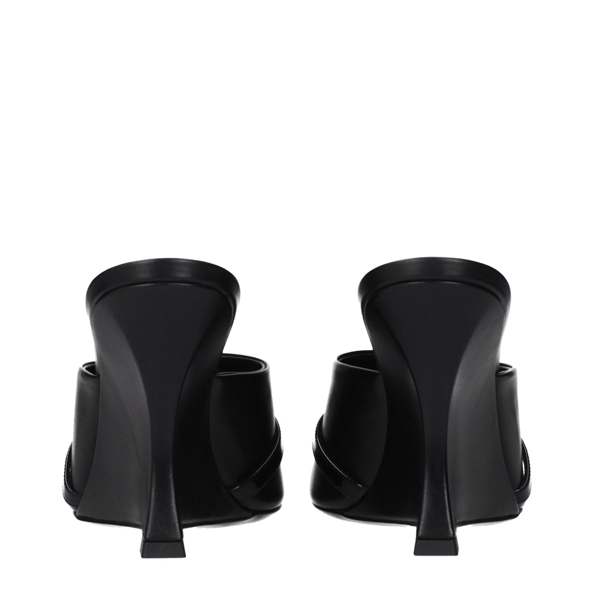 Versace Black Leather Wedge Sandals