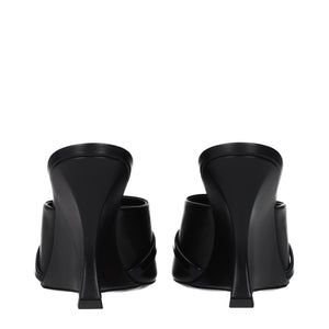 Versace Black Leather Wedge Sandals