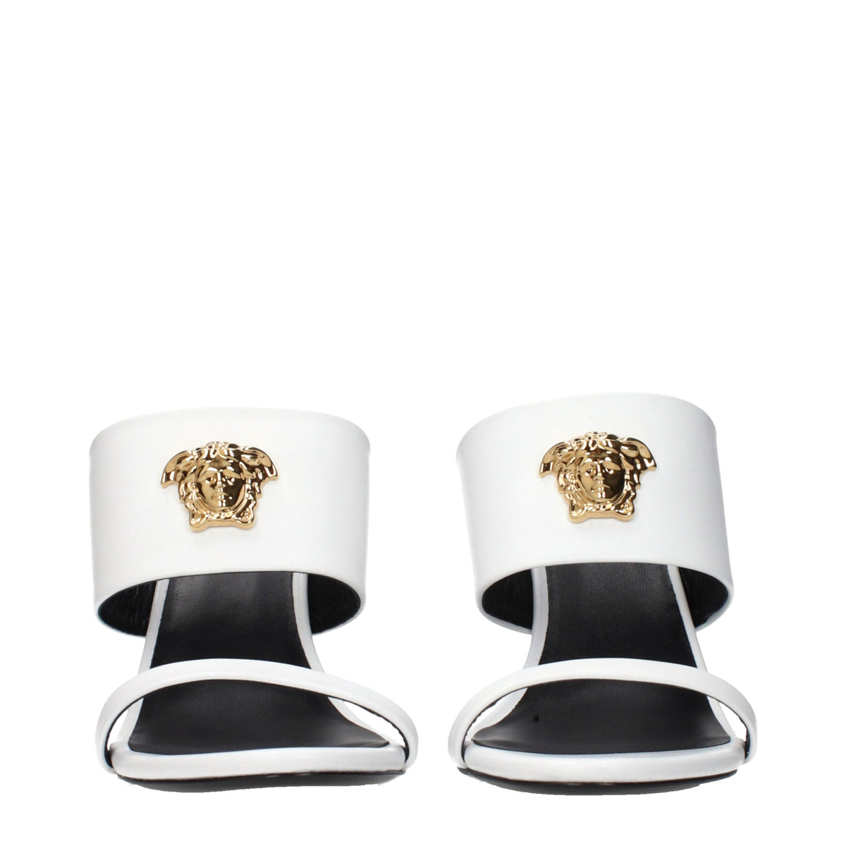 Versace Blue Leather Stiletto Heel Sandals