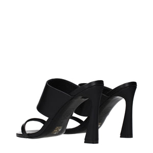 Versace Black Leather Stiletto Heel Sandals