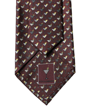 Dolce & Gabbana Burgundy Geometric Silk Adjustable Men Tied Necktie Tie