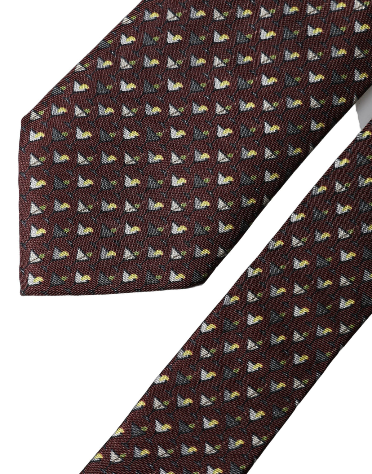 Dolce & Gabbana Burgundy Geometric Silk Adjustable Men Tied Necktie Tie