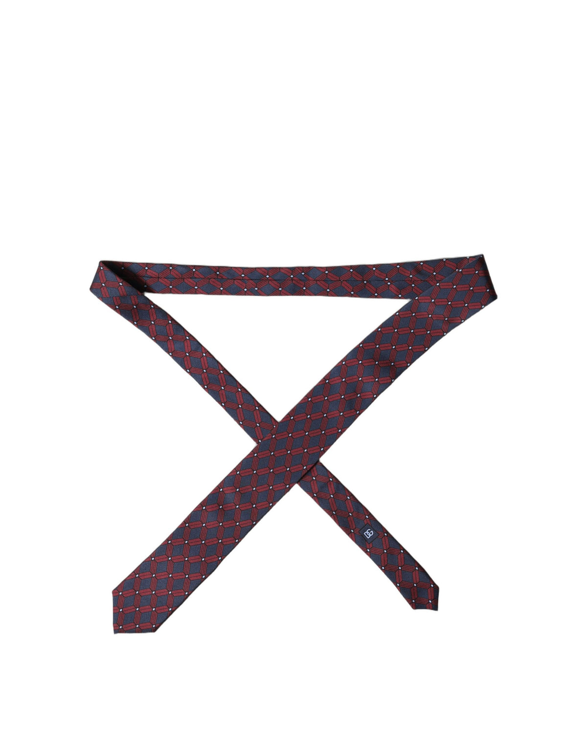 Dolce & Gabbana Blue Red Patterned 100% Silk Adjustable Men Necktie Tie
