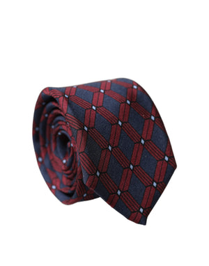 Dolce & Gabbana Blue Red Patterned 100% Silk Adjustable Men Necktie Tie
