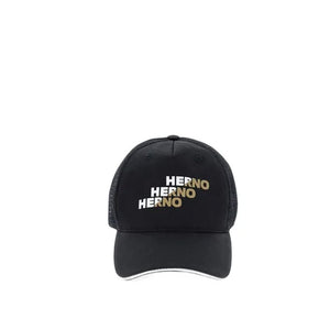 Herno Black Cotton Cap (Baseball Hat)